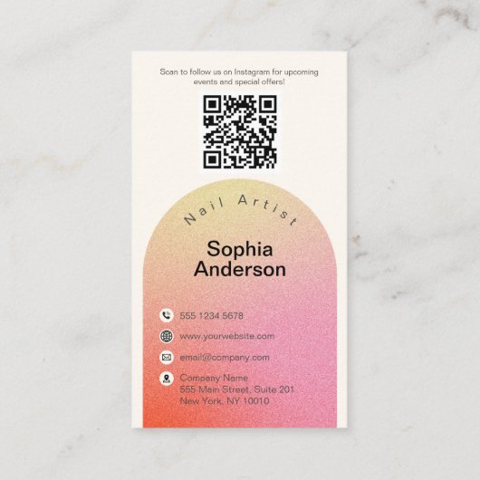 aangepaste foto Glitter Sparkling Nail Beauty Salo Visitekaartje (Achterkant)