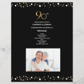 Aangepaste foto Gold Black Confetti 90e verjaardag (Achterkant)