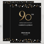 Aangepaste foto Gold Black Confetti 90e verjaardag (Voorkant / Achterkant)