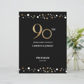 Aangepaste foto Gold Black Confetti 90e verjaardag (Staand voorkant)