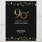 Aangepaste foto Gold Black Confetti 90e verjaardag (Voorkant)