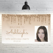 Aangepaste foto Gold Glitter Drip 18e verjaardag Spandoek