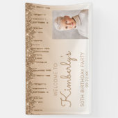 Aangepaste foto Gold Glitter Drip 50e verjaardag Spandoek (Verticaal)