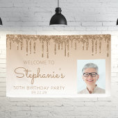 Aangepaste foto Gold Glitter Drip 50e verjaardag Spandoek
