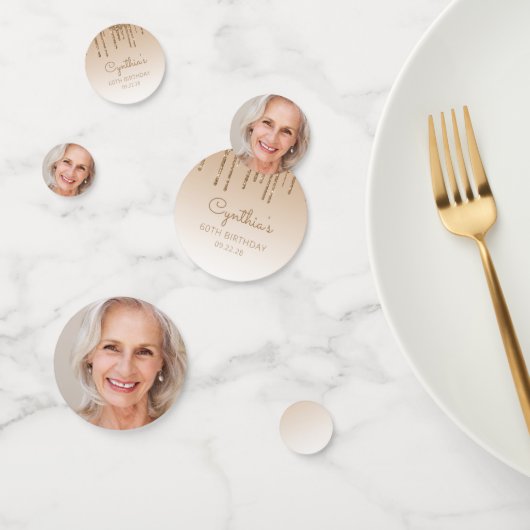 Aangepaste foto Gold Glitter Drip 60th Birthday Confetti (Groep)