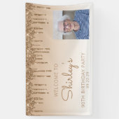Aangepaste foto Gold Glitter Drip 90e verjaardag Spandoek (Verticaal)