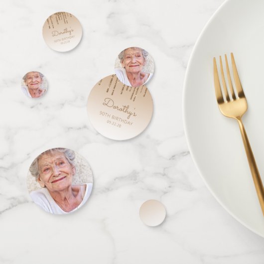 Aangepaste foto Gold Glitter Drip 90th Birthday Confetti (Groep)