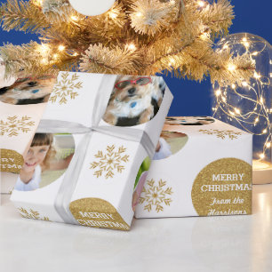Aangepaste foto Gold Glitter look Cadeauverpakking Cadeaupapier