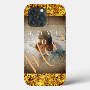 Aangepaste foto Gold Glitter Love You mam Case-Mate iPhone Case