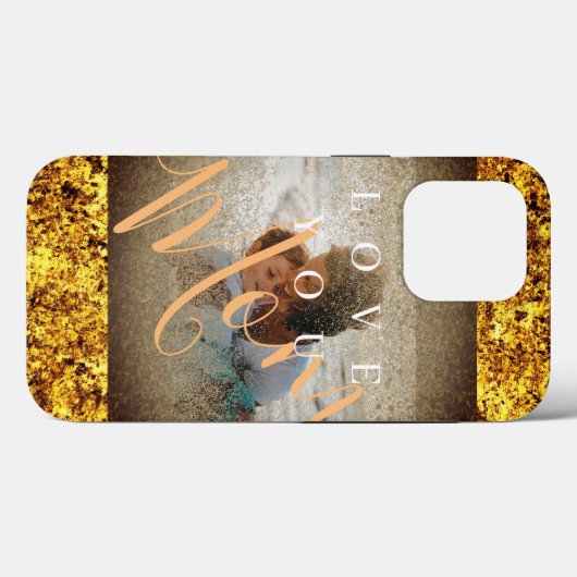 Aangepaste foto Gold Glitter Love You mam Case-Mate iPhone Case (Achterkant (horizontaal))