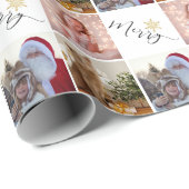 Aangepaste foto Gold Glitter Snowflake kerstmis Cadeaupapier (Rol Hoek)