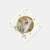 Aangepaste foto Gold Glitter Stars Dog Birthday Servet (Hoek)