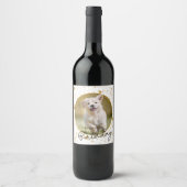 Aangepaste foto Gold Glitter Stars Dog Birthday Wijn Etiket (Voorkant)