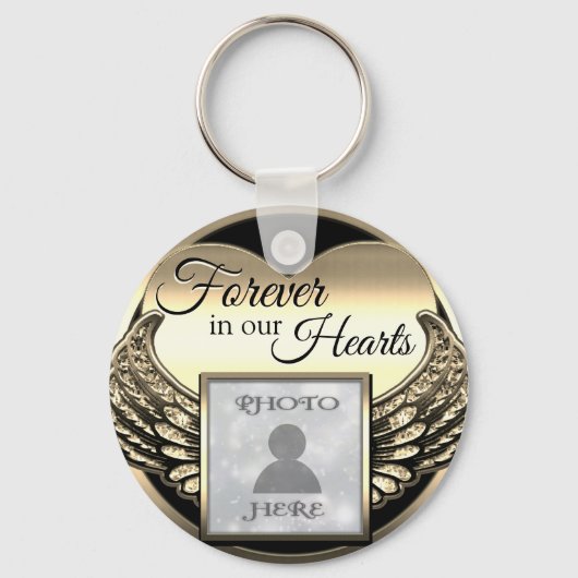 Aangepaste foto Gold Memorial Heart Keychain (Voorkant)