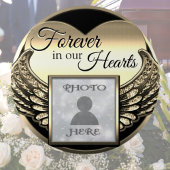 Aangepaste foto Gold Memorial Heart Ronde Button 7,6 Cm