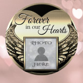 Aangepaste foto Gold Memorial Heart Ronde Button 7,6 Cm