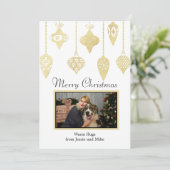 Aangepaste Foto Gold Ornamenten Vaste feestdag Kaa Feestdagenkaart (Staand voorkant)