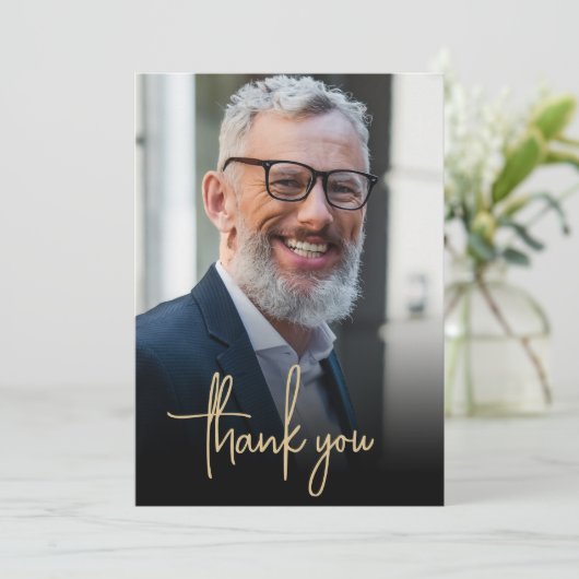 Aangepaste foto Gold Script 70ste verjaardagsfeest Bedankkaart (Staand voorkant)