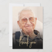 Aangepaste foto Gold Script 90ste verjaardagsfeest Bedankkaart (Voorkant)