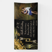 Aangepaste foto Gold Skulls Halloween Wedding Spandoek (Verticaal)
