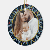 Aangepaste Foto Golden Botany Kerstmis Keramisch Ornament (Links)