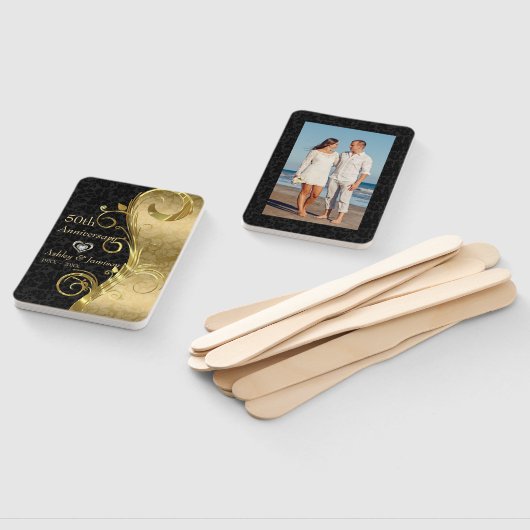 Aangepaste foto Golden Damask Handwaaier (Niet-gemonteerd)