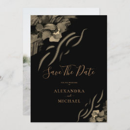Aangepaste foto Golden Iris Flowers Black Wedding Save The Date