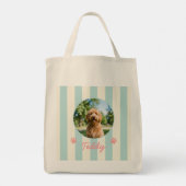 Aangepaste foto Goldendoodle Retro Streep Tote Bag (Achterkant)
