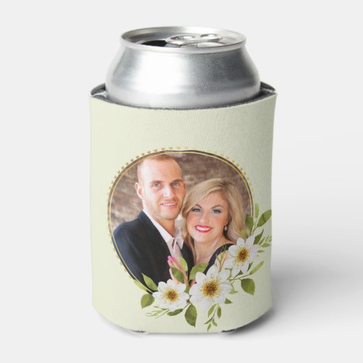 Aangepaste foto Goud Bloemen Lijst Blikjeskoeler (Blikje Voorkant)