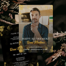 Aangepaste Foto Goud Confetti Happy Retirement Par Kaart