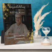 Aangepaste Foto Goud Confetti Retirement Gift Fotoplaat (Zijkant)