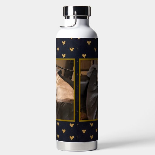 Aangepaste Foto Goud Harten Achtergrond Waterfles (Rechts)
