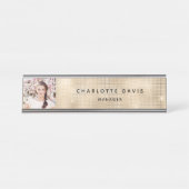 Aangepaste foto goud monogram modern bureau naambordje (Voorkant)