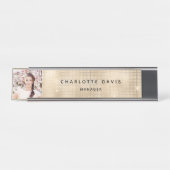 Aangepaste foto goud monogram modern bureau naambordje (Voorkant)