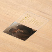 Aangepaste foto, gouden acryl verlovingsfeest acryl uitnodigingen (Laagn)