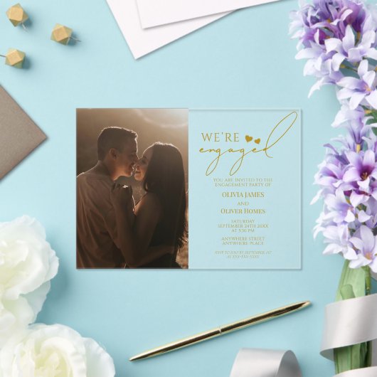 Aangepaste foto, gouden acryl verlovingsfeest acryl uitnodigingen (Insitu (Huwelijk))