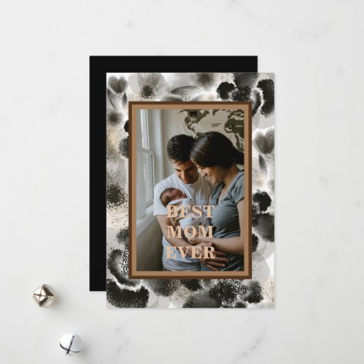 Aangepaste foto gouden bloem Moederdag Feestdagenkaart (Voorkant / Achterkant in situ)