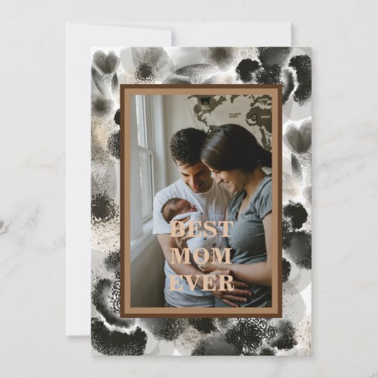 Aangepaste foto gouden bloem Moederdag Feestdagenkaart (Voorkant)