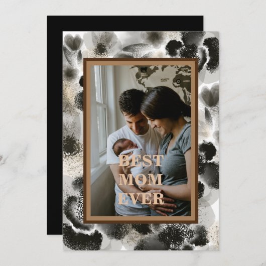 Aangepaste foto gouden bloem Moederdag Feestdagenkaart (Voorkant / Achterkant)