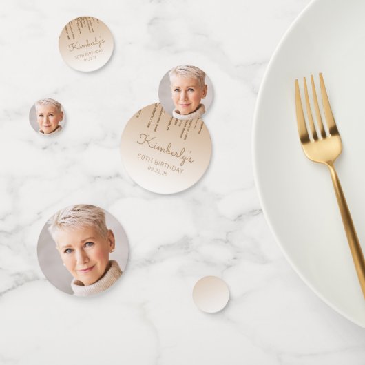 Aangepaste foto gouden glitterslier 50e verjaardag confetti (Groep)