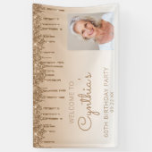 Aangepaste foto gouden glitterslierten 60e verjaar spandoek (Verticaal)