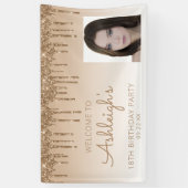 Aangepaste foto gouden glitterspetters 18e verjaar spandoek (Verticaal)