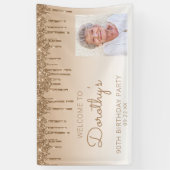 Aangepaste foto gouden glitterspetters 90ste verja spandoek (Verticaal)