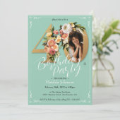 Aangepaste Foto Gouden Munt Bloemen 40ste Verjaard Kaart (Staand voorkant)