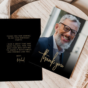 Aangepaste foto gouden script 70ste verjaardagsfee bedankkaart