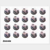 Aangepaste foto gouden script trouw bedankt ronde sticker (Vel)