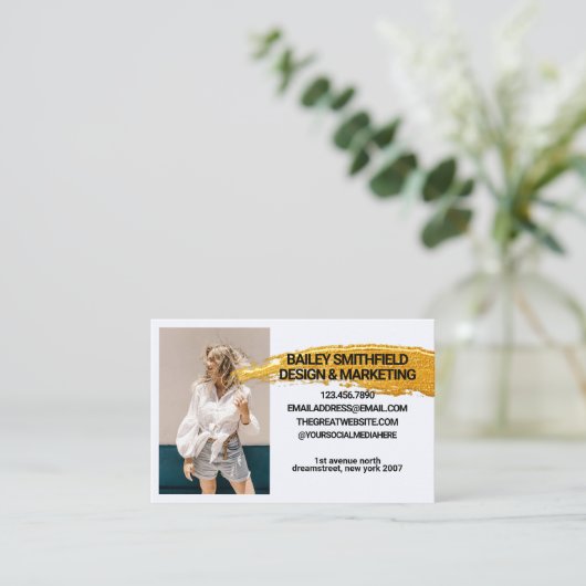 Aangepaste foto-gouden verf visitekaartje (Staand voorkant)