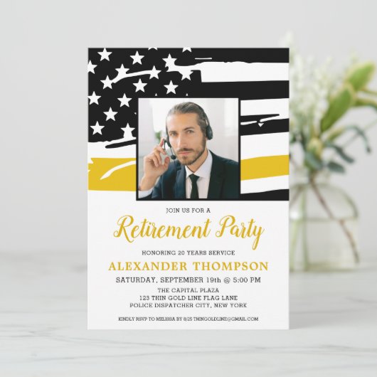 Aangepaste foto-goudvlag van Dispatcher Retirement Kaart (Staand voorkant)