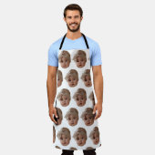 Aangepaste foto Grappig gek gezicht keuken chef ge Schort (Gedragen)