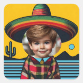 Aangepaste Foto Grappig Sombrero Fiesta Verjaardag Vierkante Sticker (Voorkant)